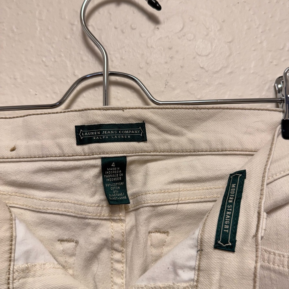 Ralph Lauren Women's Straight Leg Cream Jeans - Picture 2 of 4
